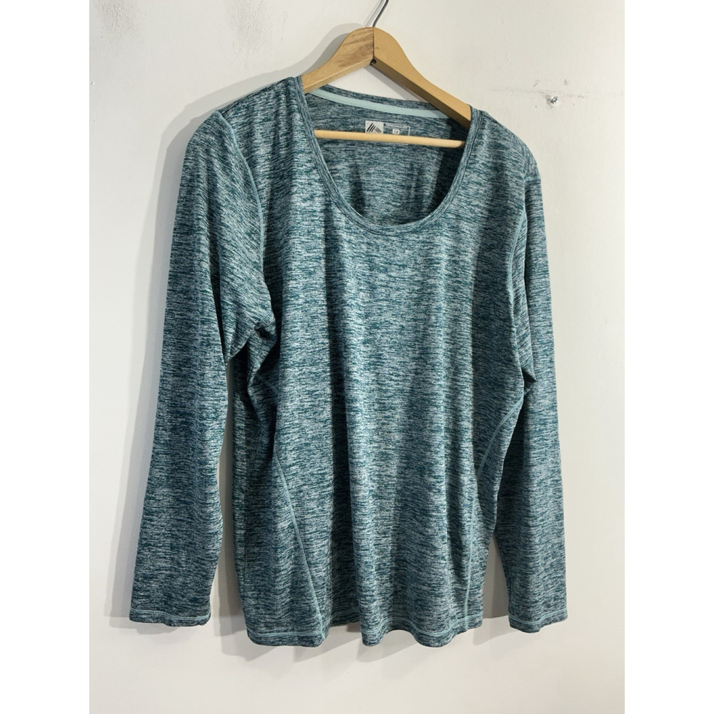 Womans RBX Performance Long Sleeve Pullover Athletic Shirt 1x Green Crew Neck